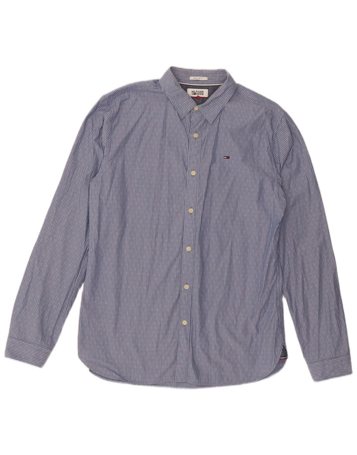 Tommy Hilfiger Camisa Regular Fit De Algodón A Rayas Azul Medio Hombre