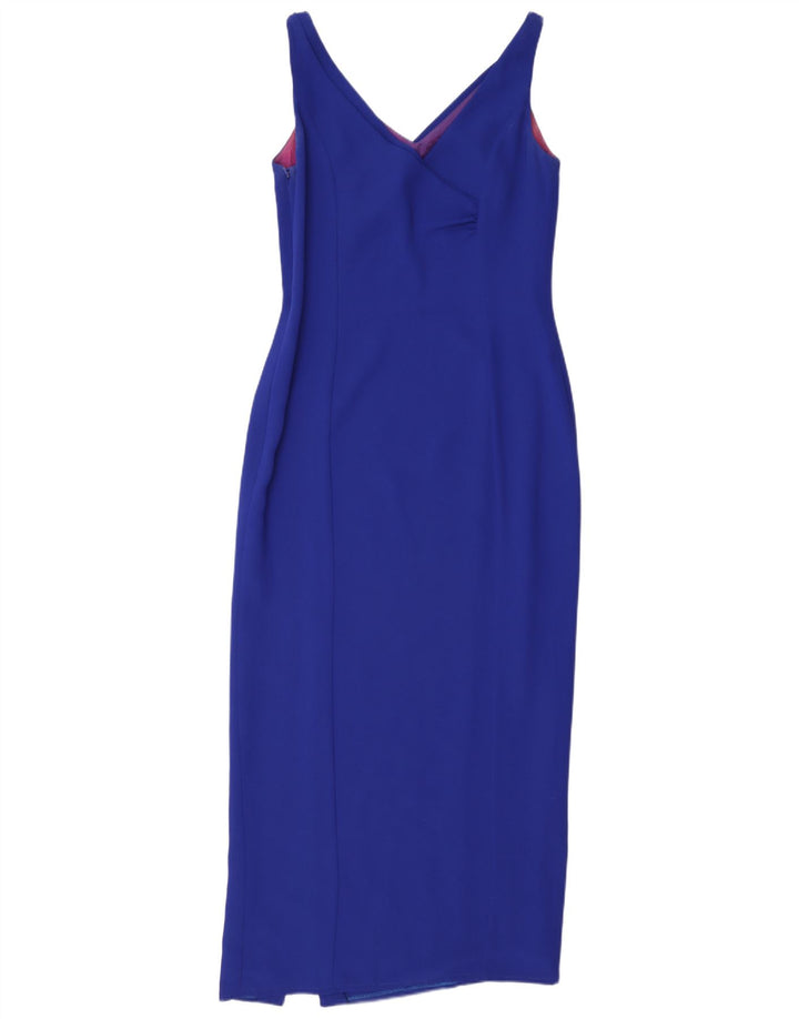 Frank Usher Vestido ajustado sin mangas para mujer UK 10 Pequeño Poliéster azul