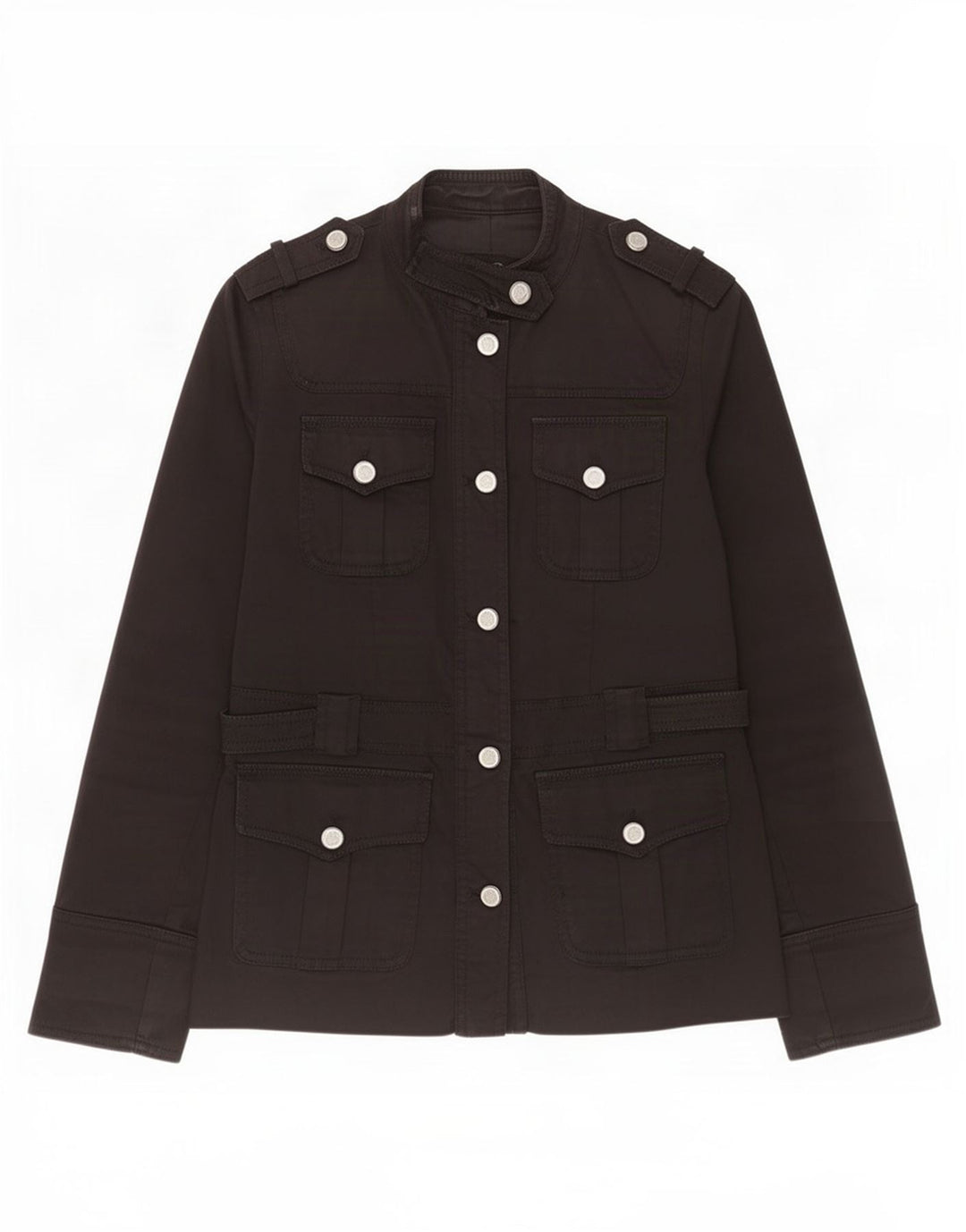 Massimo Dutti Chaqueta Militar Mujer UK 10 Small Algodón Negro
