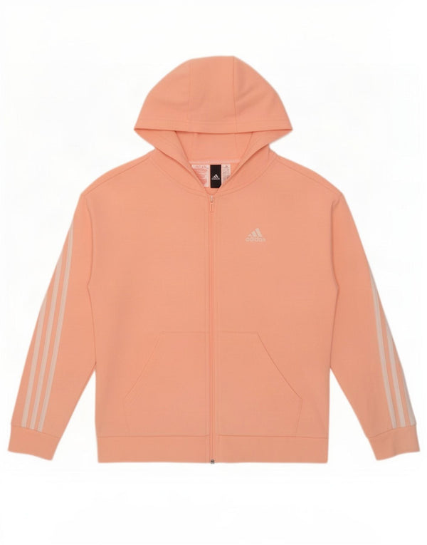 Adidas - Sudadera con capucha y cremallera para niños, 13-14 años, algodón rosa