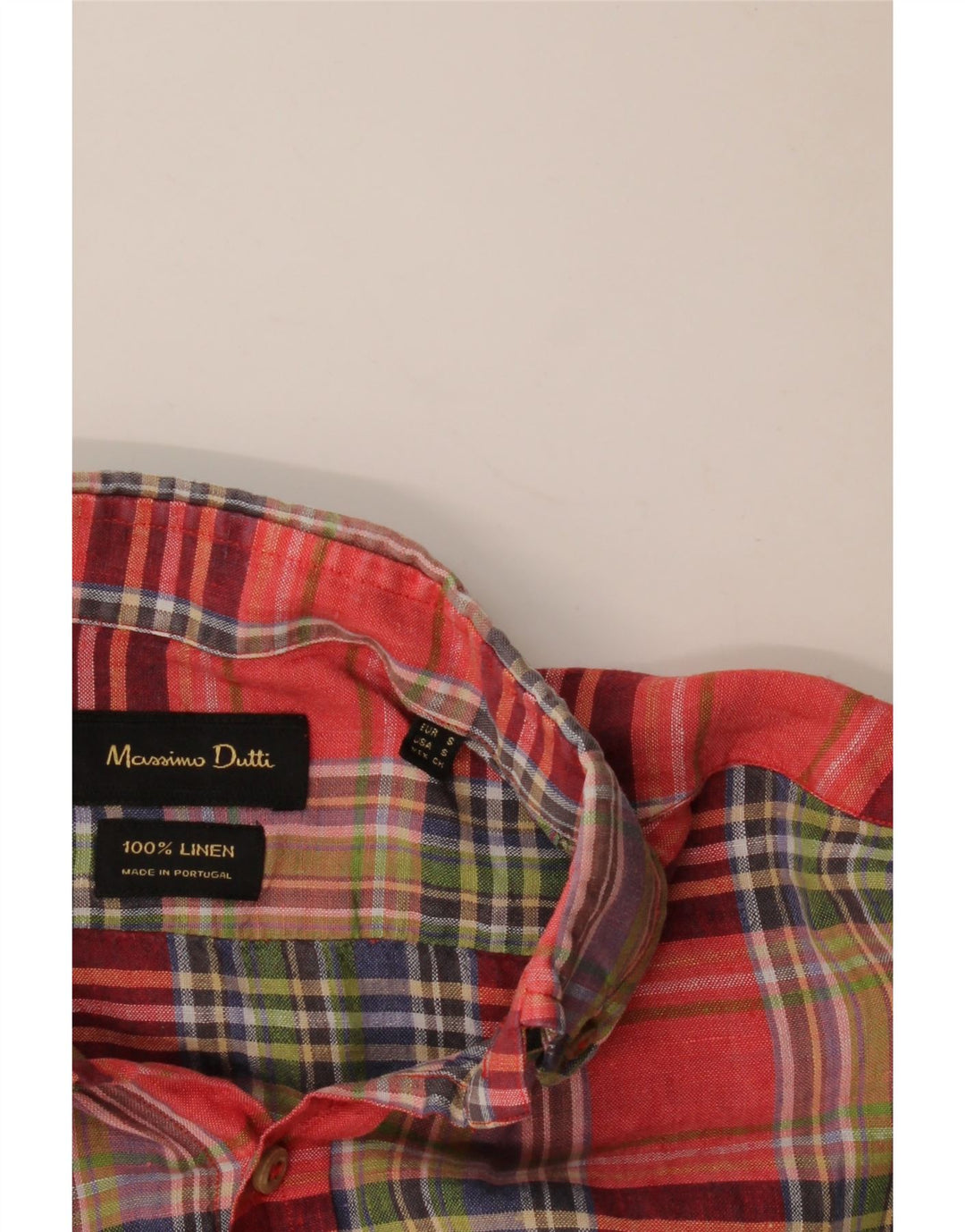 Camisa Massimo Dutti Hombre Small Cuadros Rojo Lino
