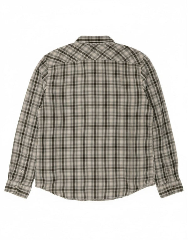 Calvin Klein Jeans Camisa militar para hombre XL Algodón a cuadros gris