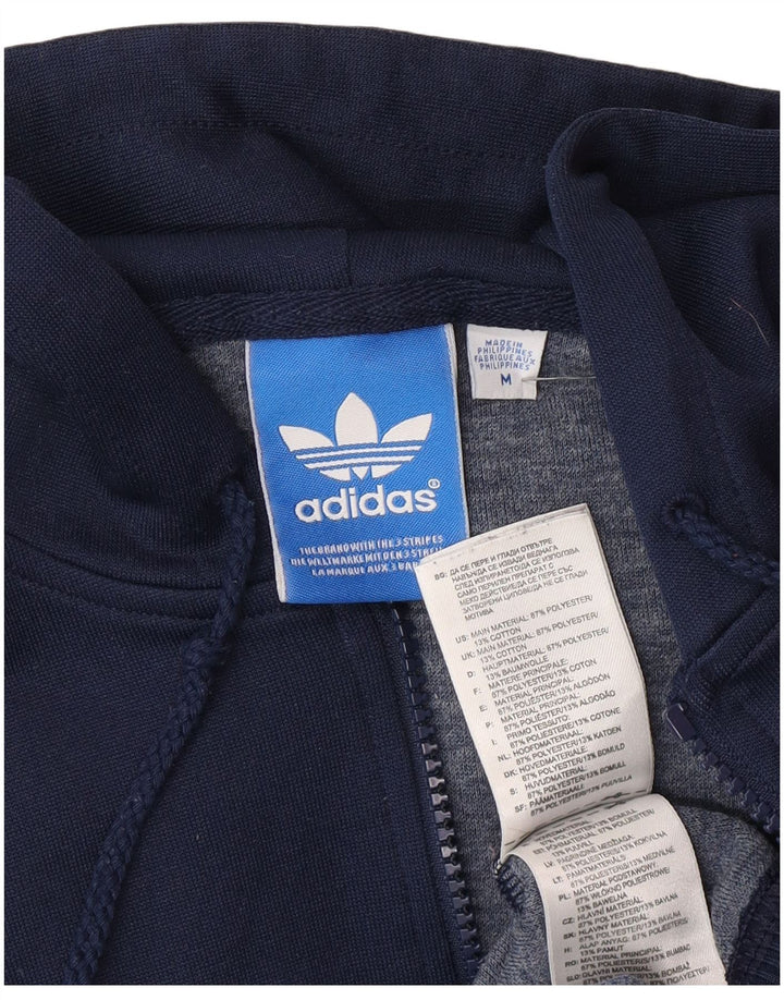 Adidas Hombre Graphic Zip Sudadera con capucha Suéter Medio Azul Marino Poliéster