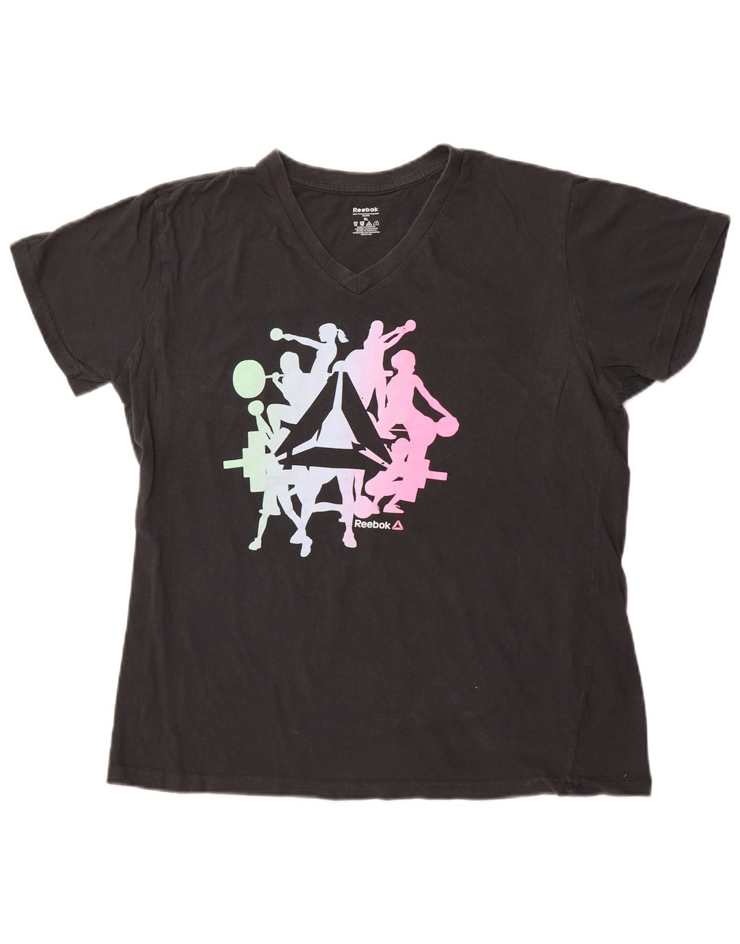 REEBOK Camiseta gráfica para mujer Top UK 40 XL Algodón negro