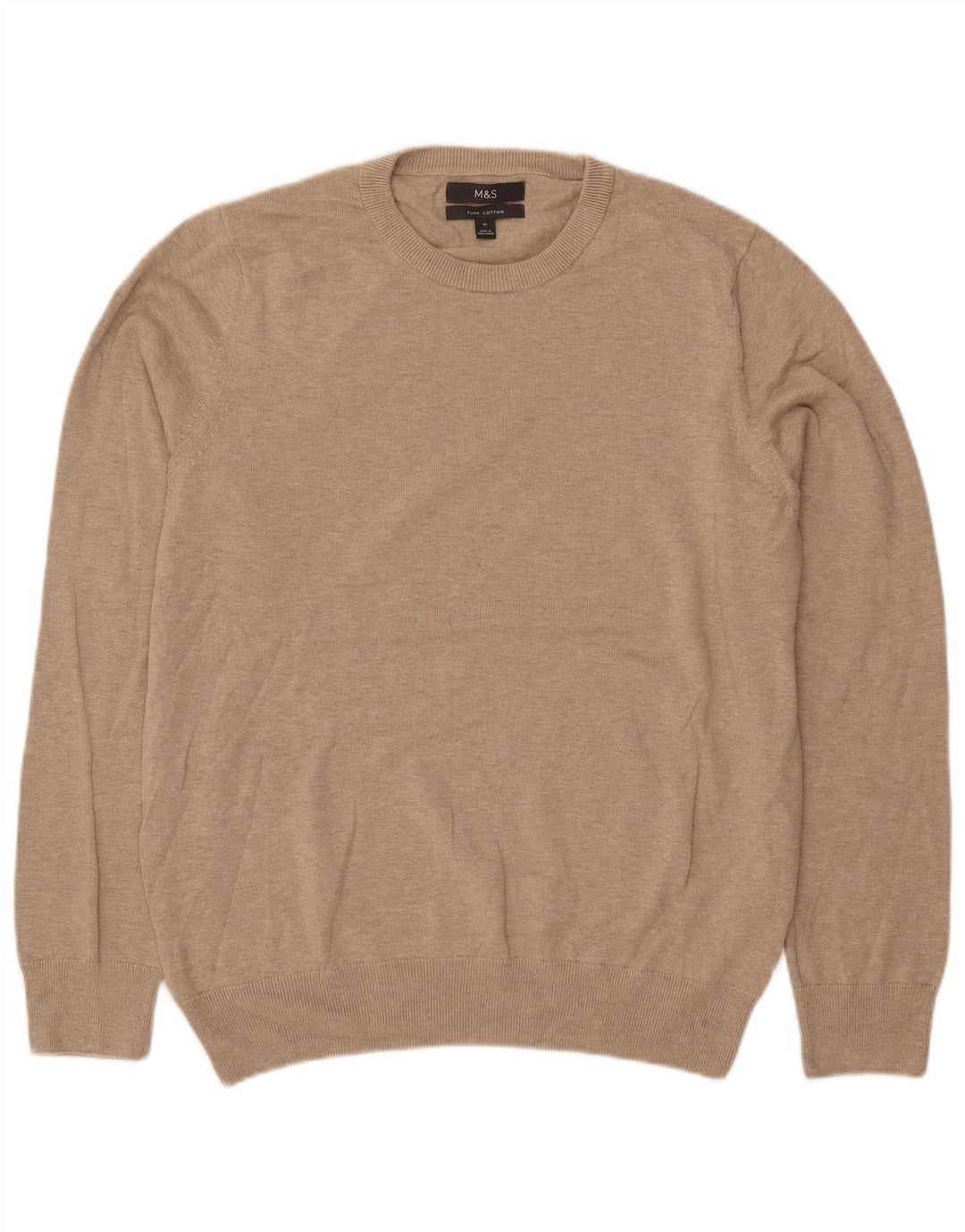 Marks & Spencer Jersey de Cuello Redondo para Hombre de algodón Beige Medio