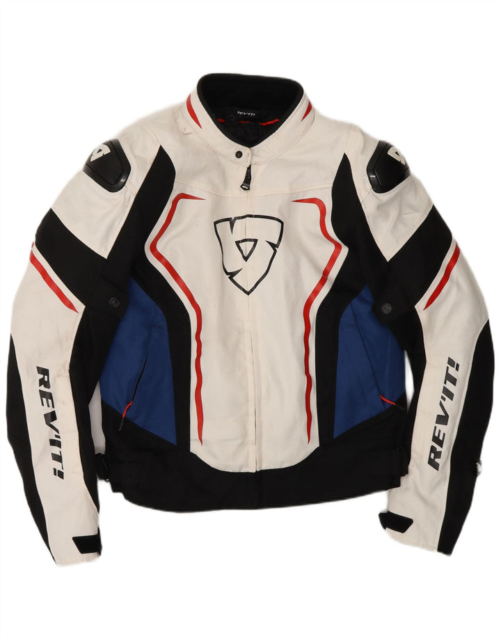 REV'IT Chaqueta motera para hombre UK 36 Small Off White Colourblock Motociclista