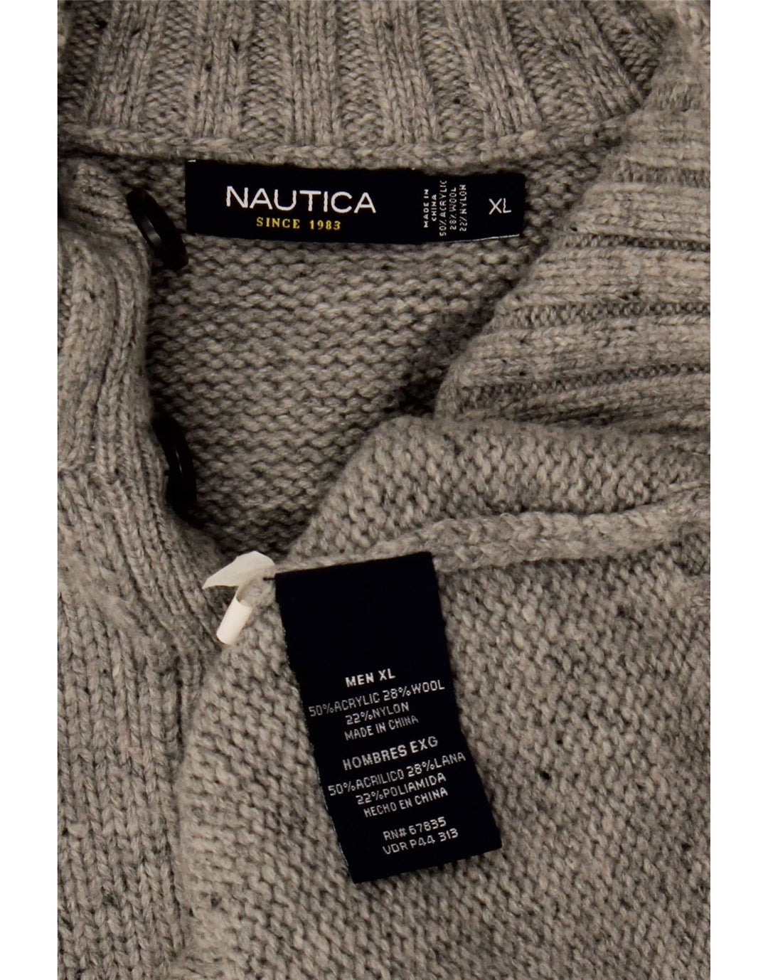 NAUTICA Jersey con cuello y botones para hombre XL Acrílico moteado gris