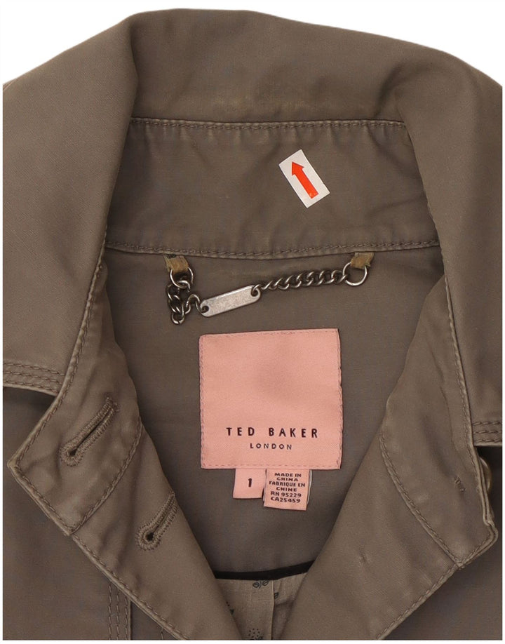 TED BAKER Gabardina corta para mujer Talla 1 XS Algodón gris