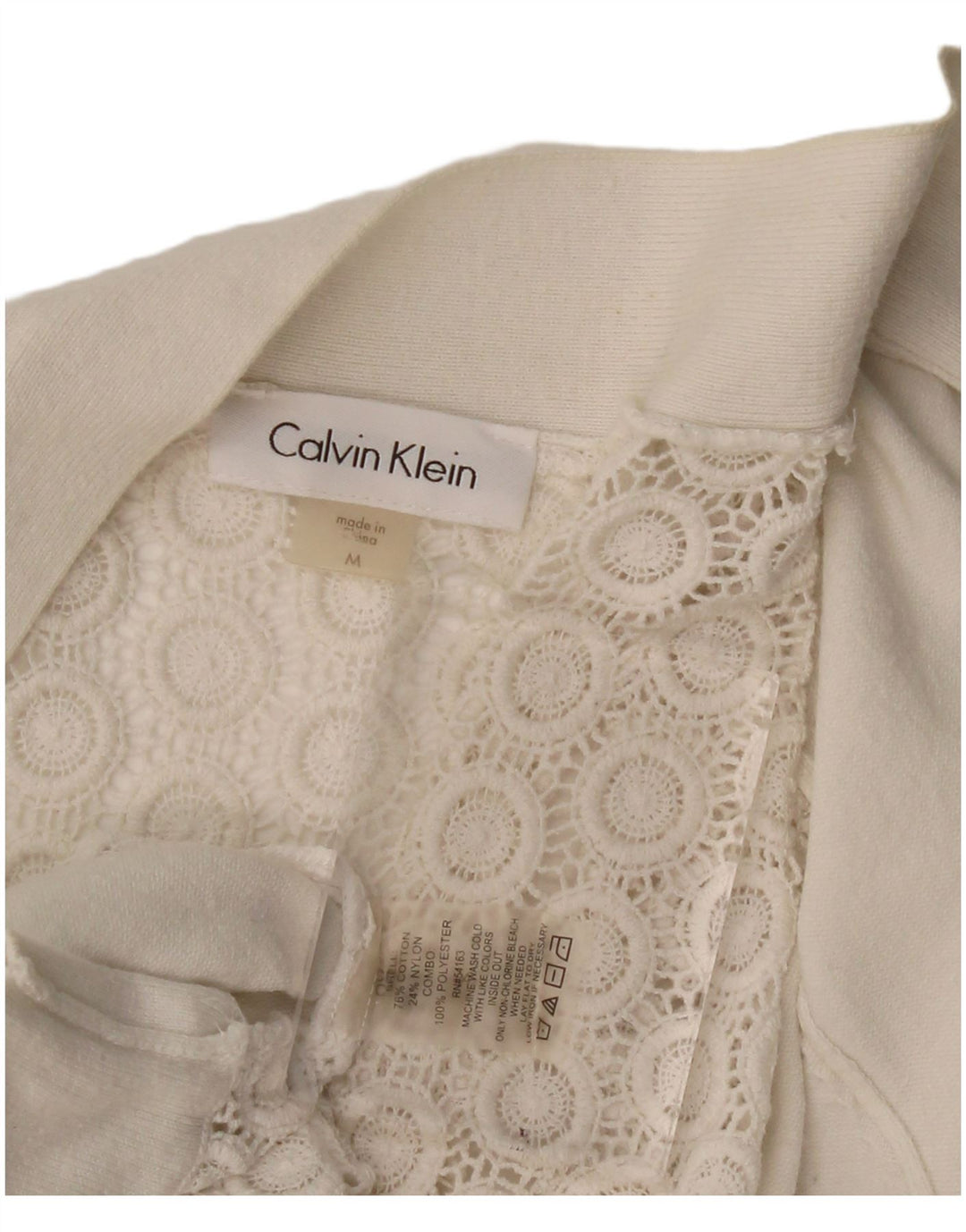 CALVIN KLEIN Womens 3/4 Sleeve Cardigan Sweater UK 12 Medium Off White