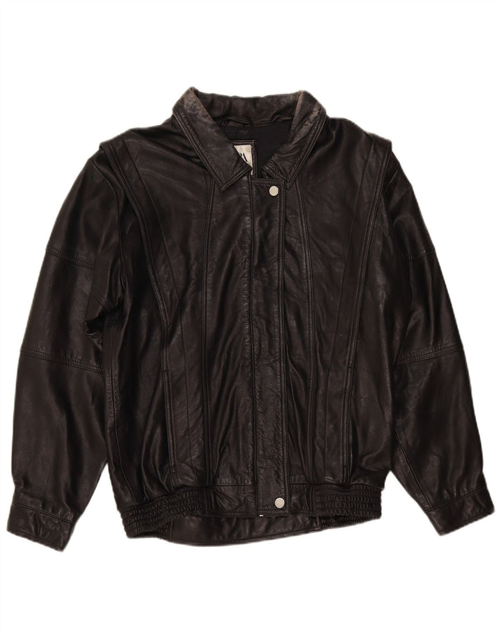 Zara Mujer Chaqueta De Cuero UK 44 Mediana Negra