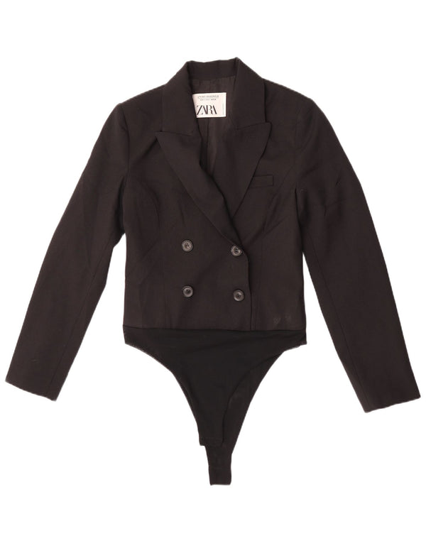 Zara Mujer Body UK 40 Pequeño Poliéster Color Block Negro