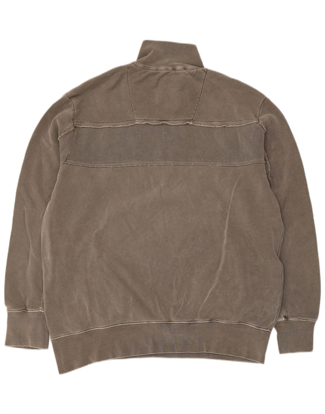 Vintage hombres gráfico cremallera cuello sudadera jumper grande gris