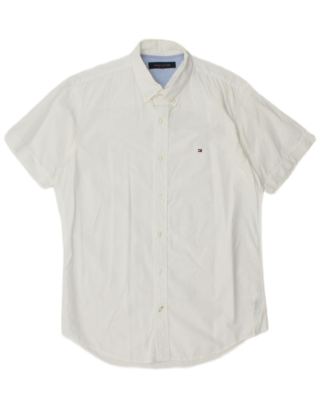 TOMMY HILFIGER Camisa de manga corta para hombre Medium White Cotton