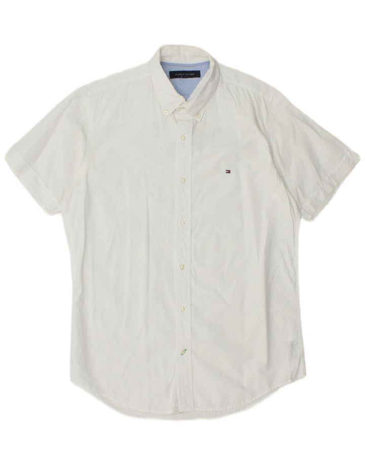 TOMMY HILFIGER Camisa de manga corta para hombre Medium White Cotton