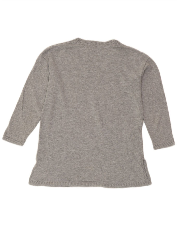 CREW CLOTHING Suéter tipo jersey con cuello en V para mujer UK 8 Small Grey Moteado