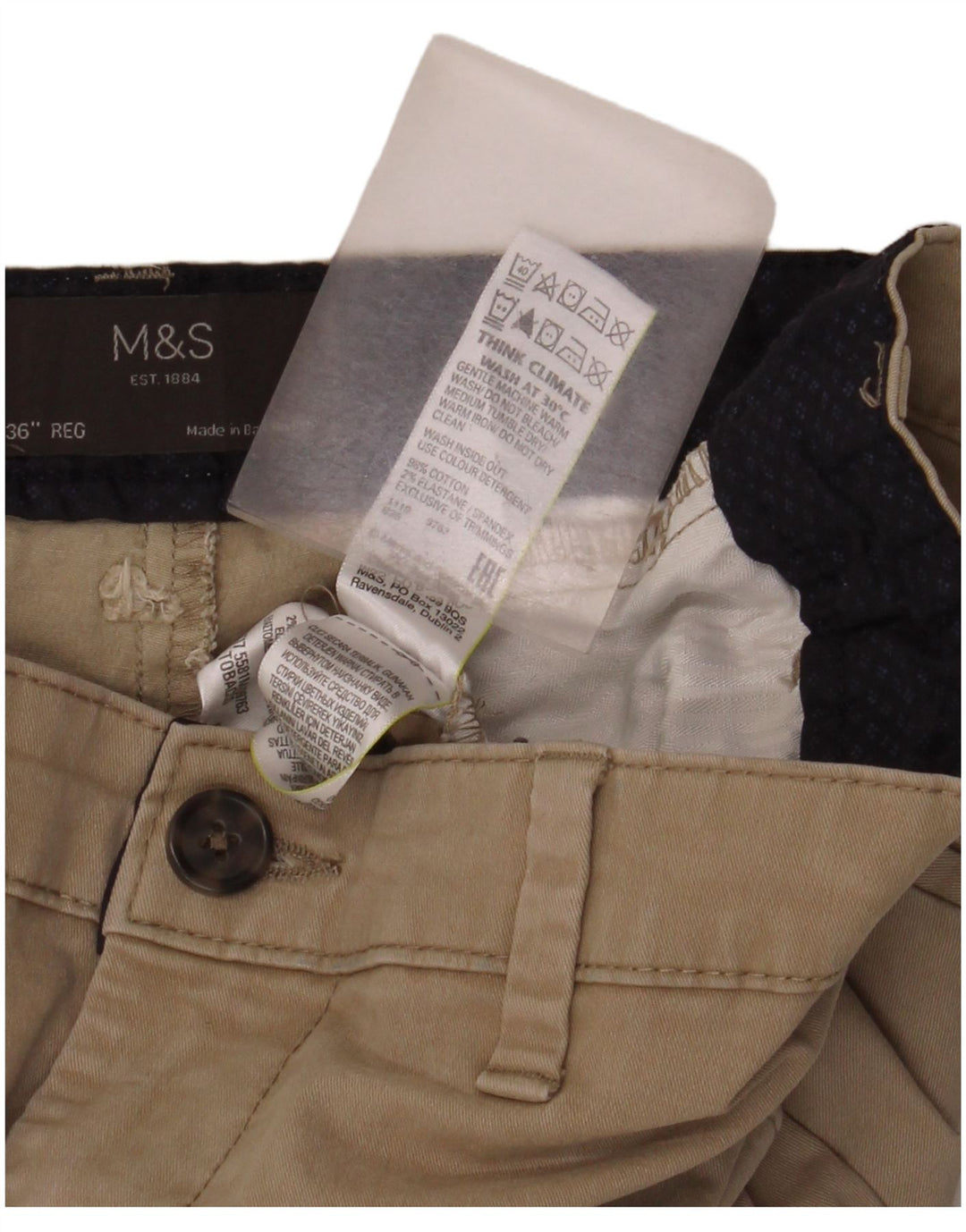 Marks & Spencer Pantalones cortos chinos para hombre W36 Algodón beige grande