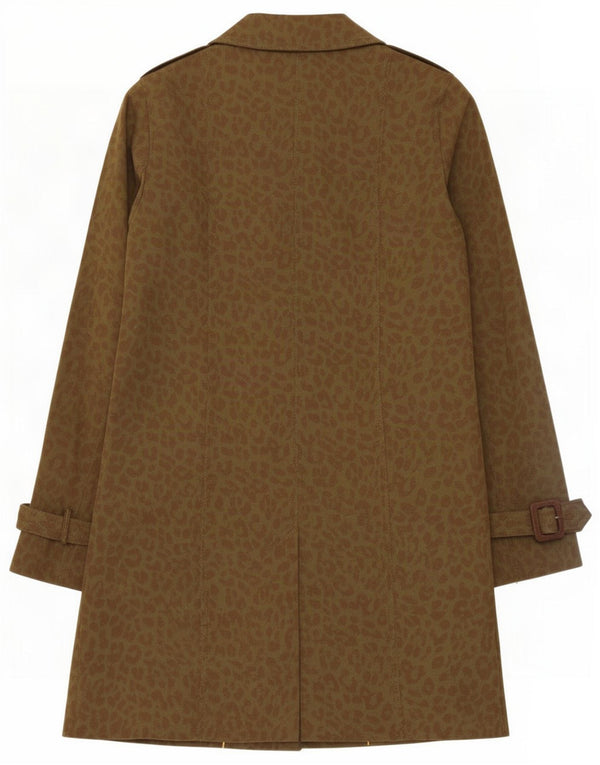 Zara Mujer Gabardina UK 40 Mediano Caqui Estampado Animal