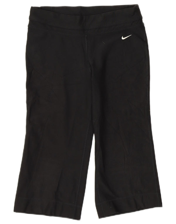 Nike Mujer Capri Chándal Pantalones Reino Unido 8/10 Pequeño Negro Poliéster
