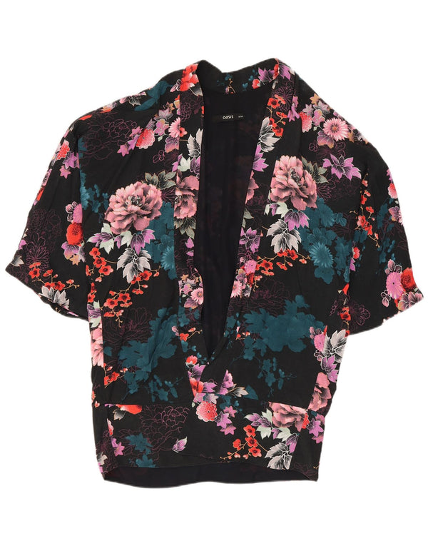 Oasis Cárdigan extragrande para mujer UK 8 Small Viscosa floral negra