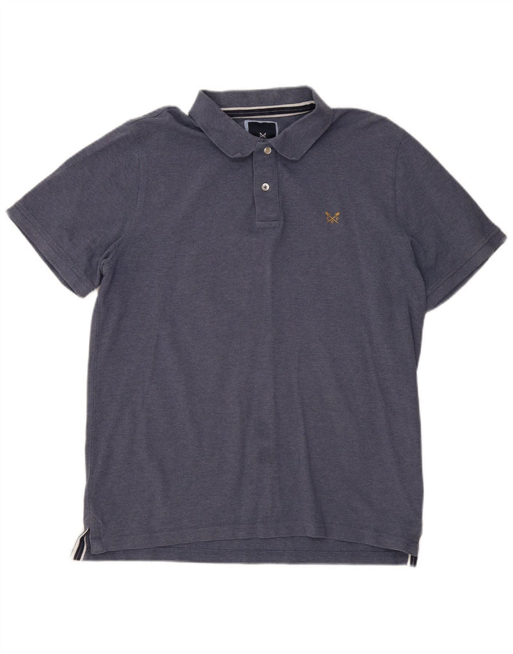 CREW CLOTHING Polo para hombre grande azul marino algodón