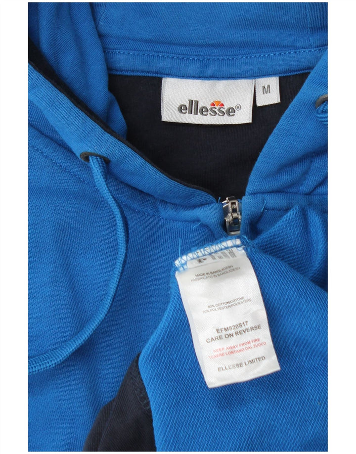 Ellesse Hombre Sudadera Con Capucha Y Cremallera Gráfica De Algodón Azul Medio
