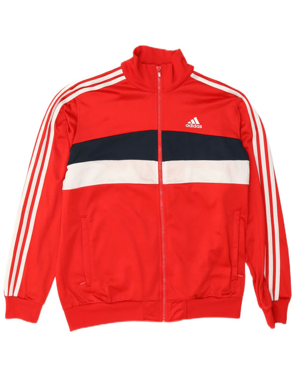 Adidas Hombre Chándal Top Chaqueta Medio Rojo Colorblock Poliéster