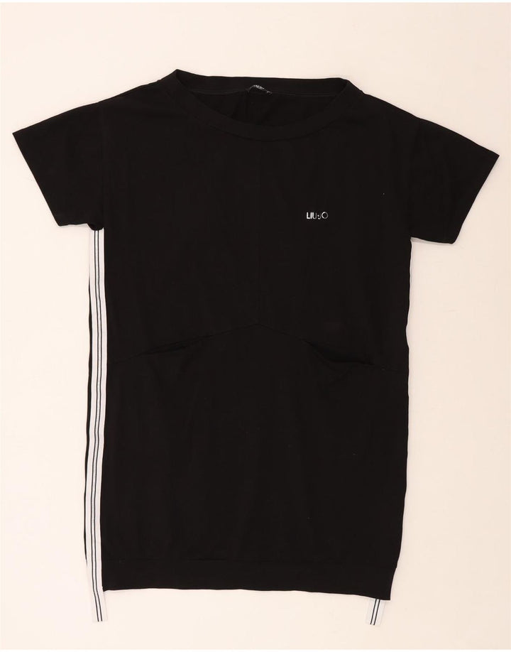 LIU JO Vestido estilo camiseta Milano para mujer UK 40 XL Algodón negro
