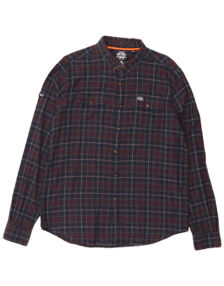 Superdry Camisa De Franela De Corte Regular Para Hombre 2XL Azul Marino A Cuadros