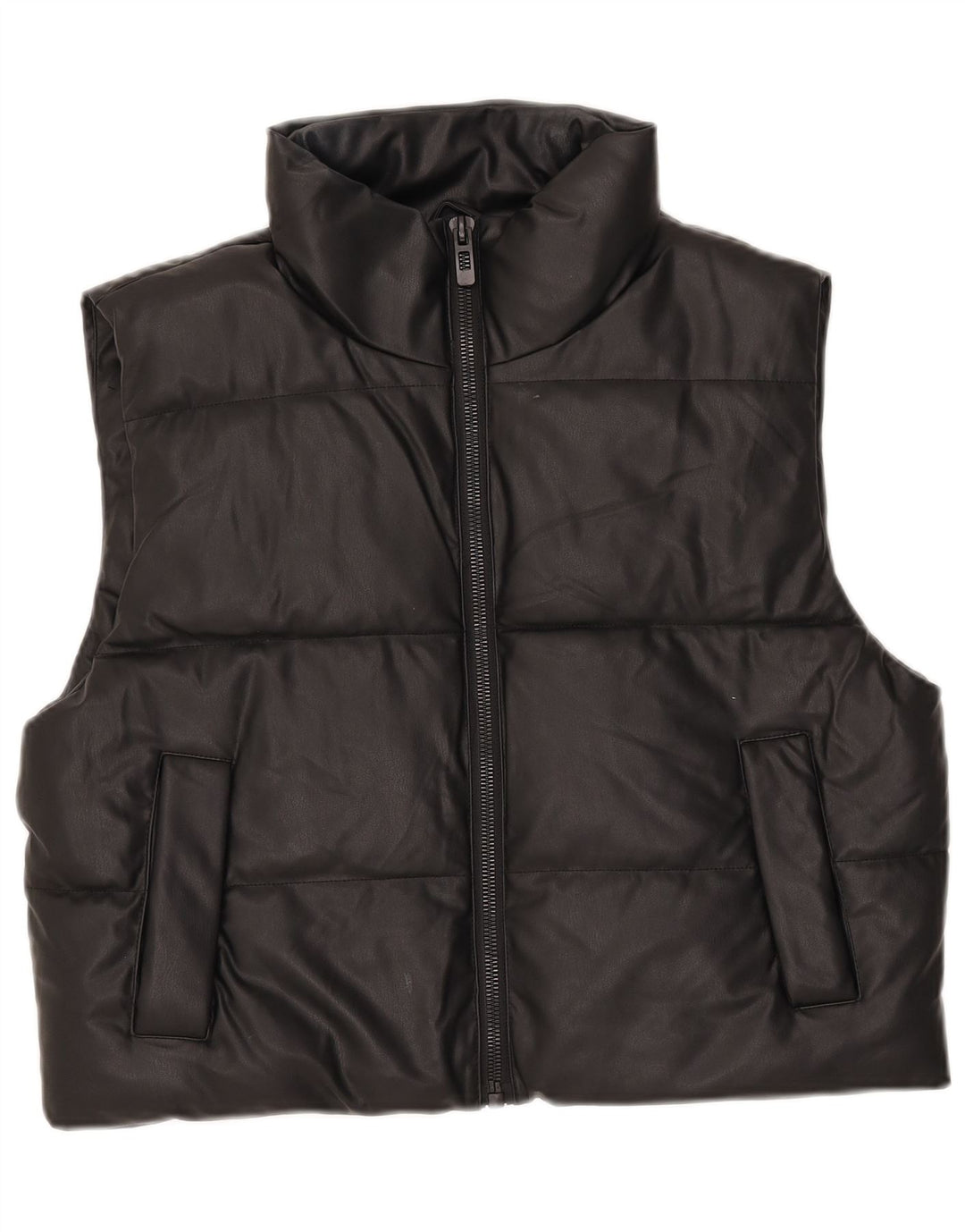 Zara Mujer Chaleco Acolchado UK 44 Medio Negro Poliéster