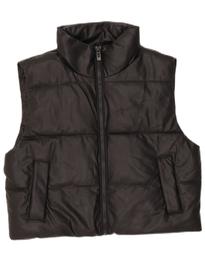 Zara Mujer Chaleco Acolchado UK 44 Medio Negro Poliéster