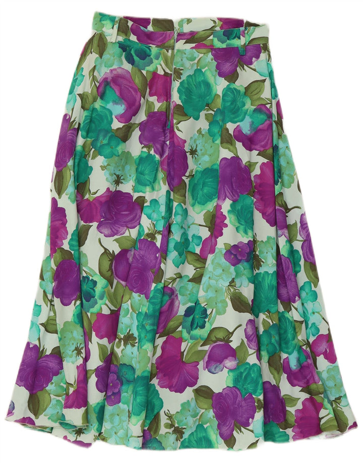 Falda acampanada vintage para mujer W26 pequeña floral multicolor