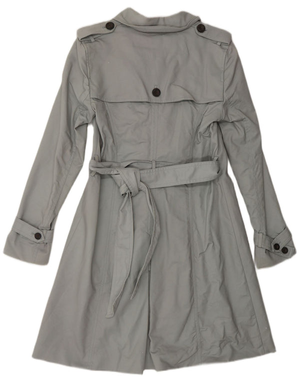 HOBBS Womens Trench Coat UK 10 Small Grey Cotton