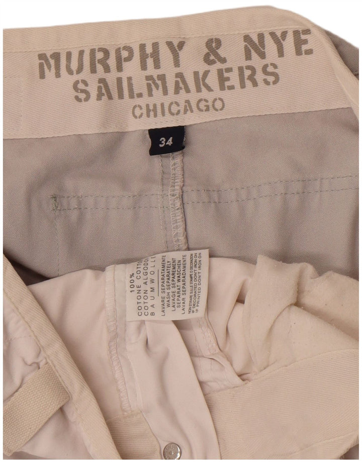 Murphy & Nye Mens Sailmakers Chino Shorts W34 Grande Blanco Colorblock