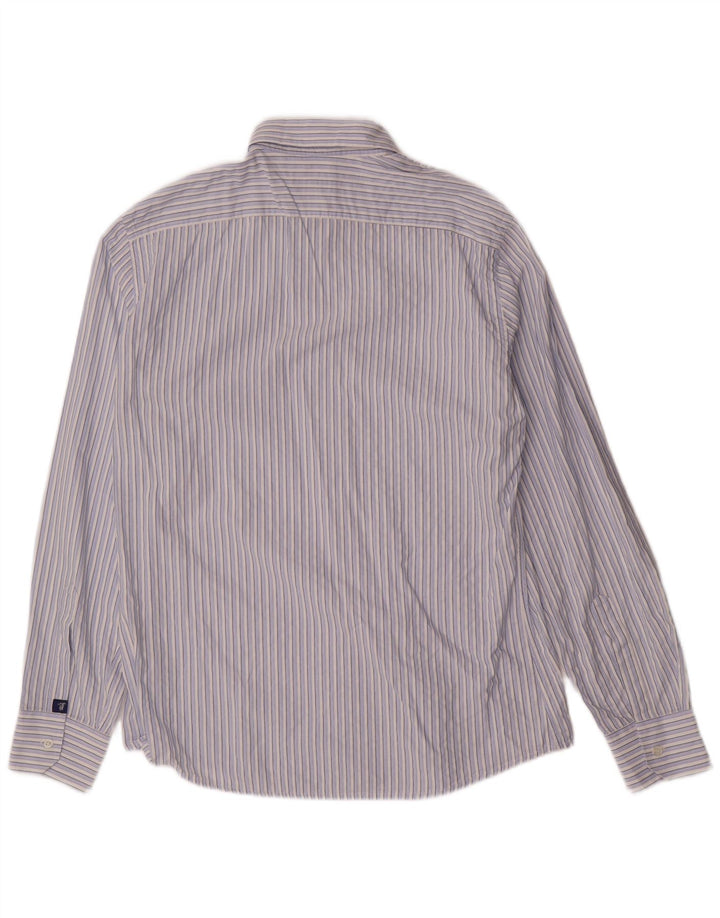 TRUSSARDI JEANS Camisa Hombre Algodón Rayas Azul Medio