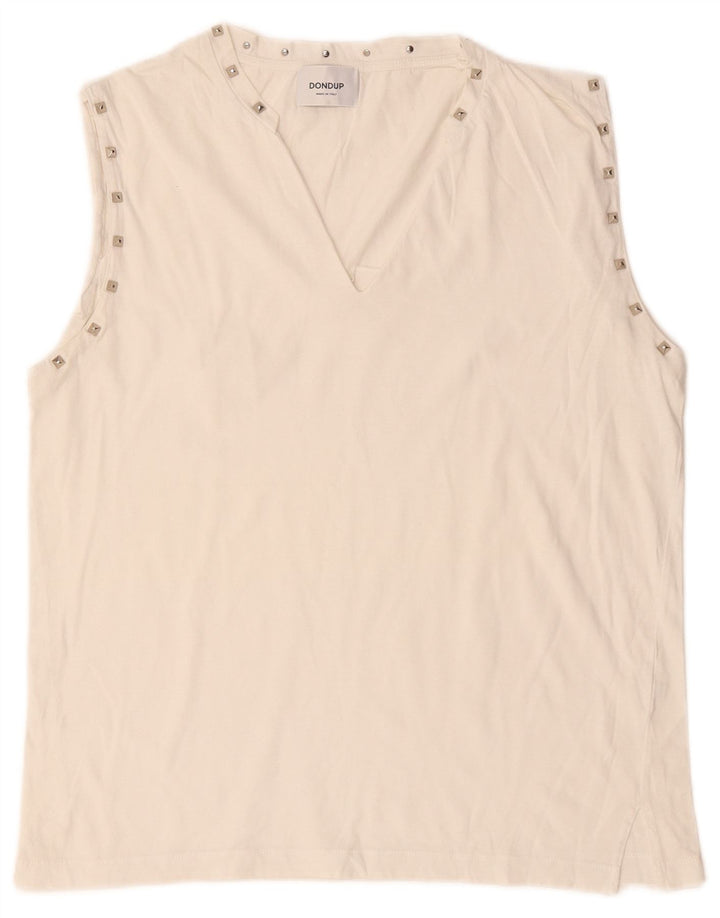 Dondup Blusa sin mangas para mujer UK 44 Medium White