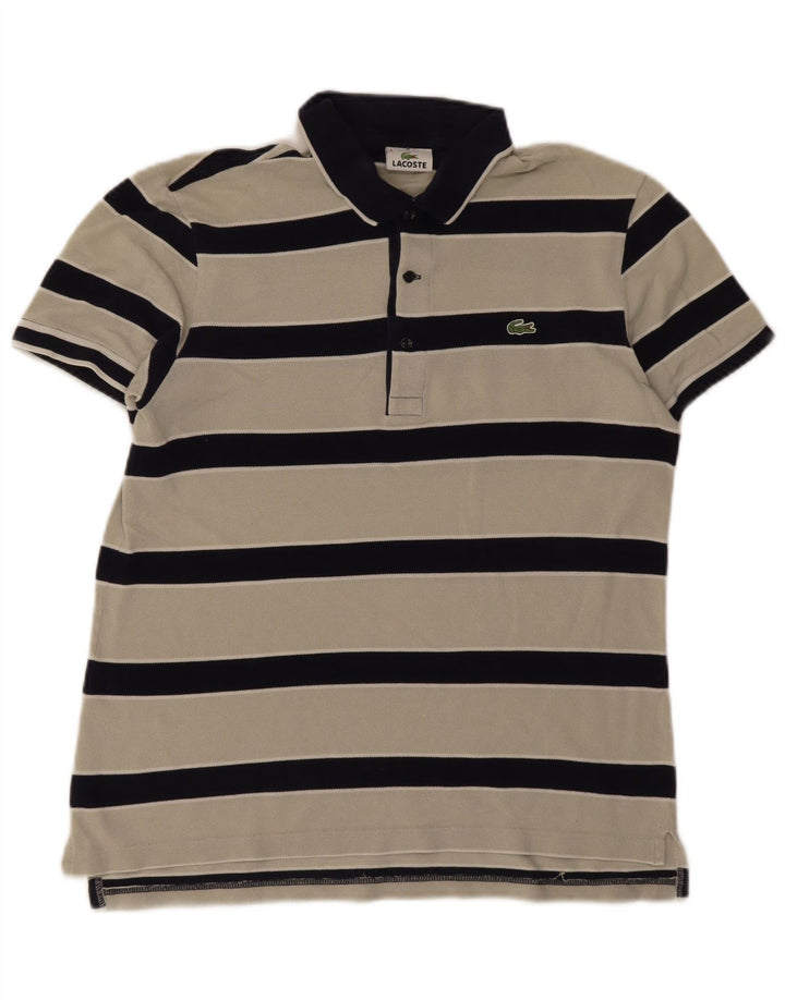 Polo Lacoste para hombre talla 4 mediano blanco a rayas