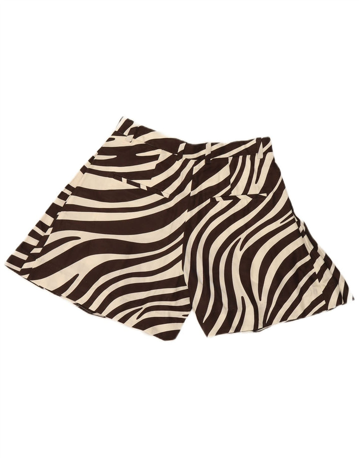 COS Pantalones cortos casuales para mujer EU 36 XS W28 Marrón Animal Print Cupro