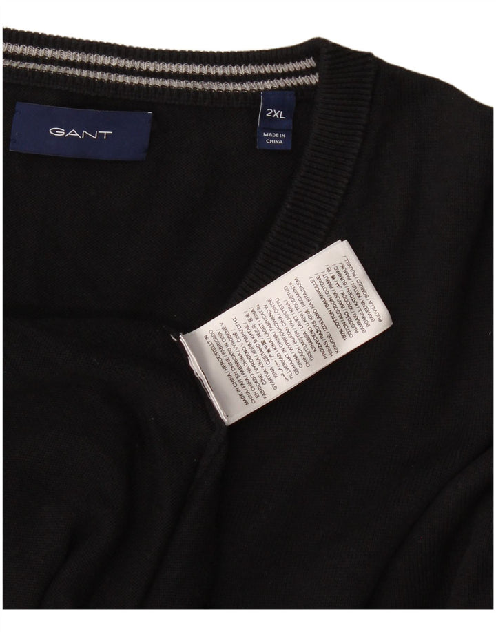 Gant Jersey con cuello en V para hombre, talla 2XL, algodón negro