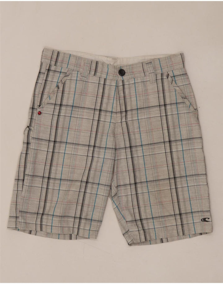 O'NEILL Pantalones cortos chinos para hombre W29 Poliéster a cuadros grises pequeños