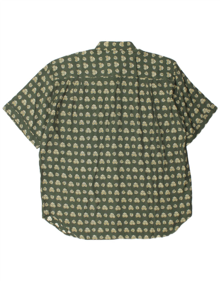 Vintage mujer oversize patrón abstracto camisa Reino Unido 16 grande verde geométrico