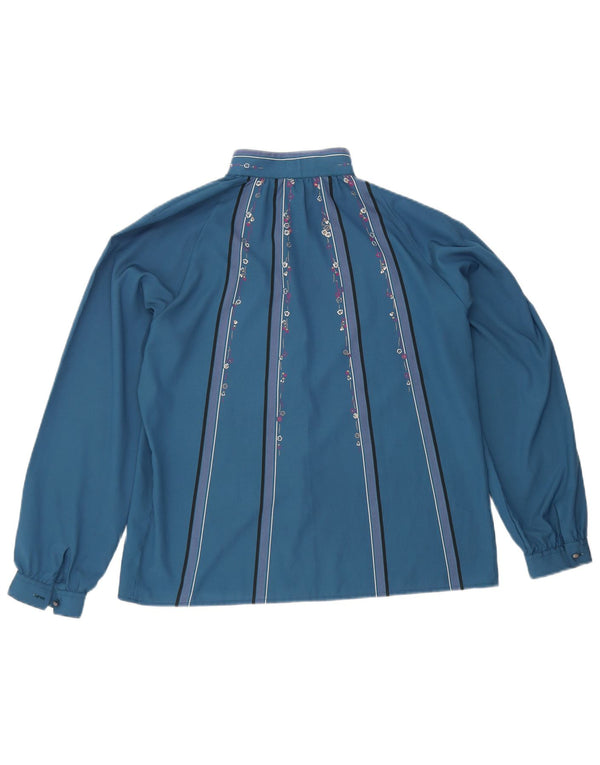 Blusa vintage para mujer IT 44 Poliéster floral azul medio
