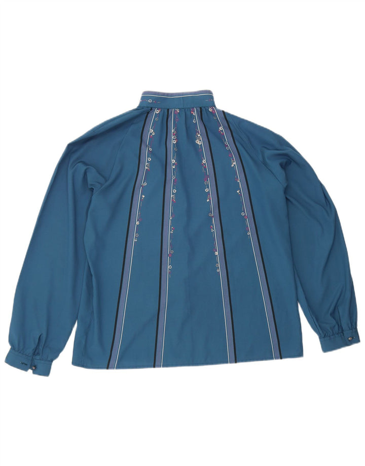 Blusa vintage para mujer IT 44 Poliéster floral azul medio