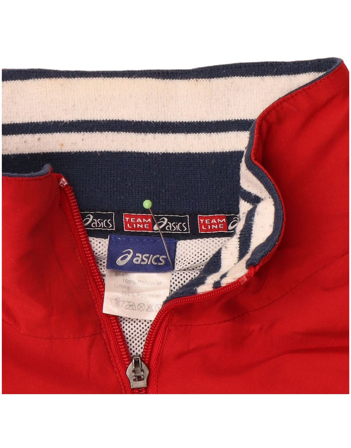 ASICS Mens Tracksuit Top Jacket  Large Red Colourblock Polyester