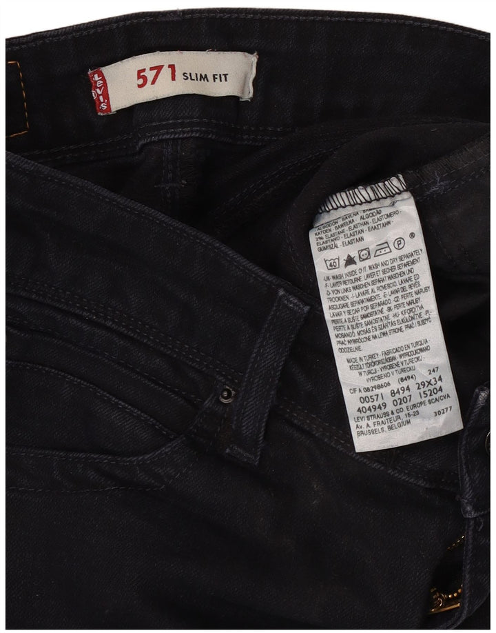 Levi's Mujer 571 Slim Jeans W29 L30 Algodón Negro