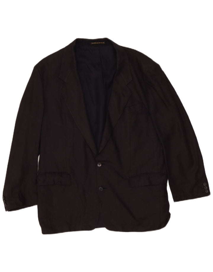 Marks & Spencer Chaqueta tipo blazer con 2 botones para hombre UK 44 XL Negro Lino Clásico