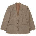 Vintage mujer 2 botones Blazer chaqueta IT 46 grande caqui Gingham lana