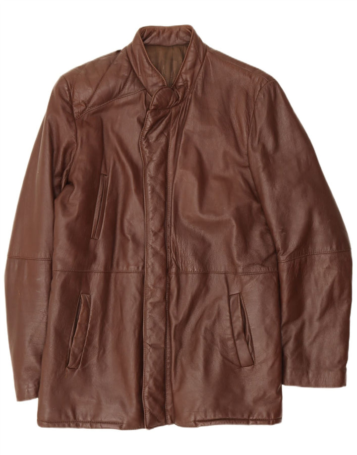 Chaqueta de cuero vintage para hombre IT 46 Pequeño Marrón