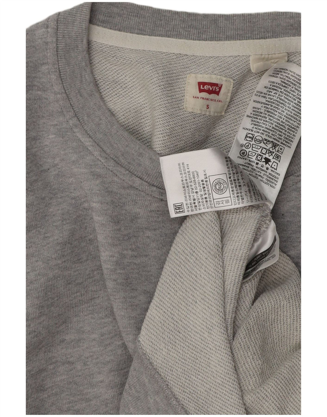 LEVI'S Hombre Loose Fit Sudadera Jumper Small Gris Algodón