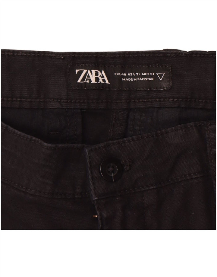 ZARA Pantalón chino slim para hombre EU 40 Medium W31 L30 Algodón negro