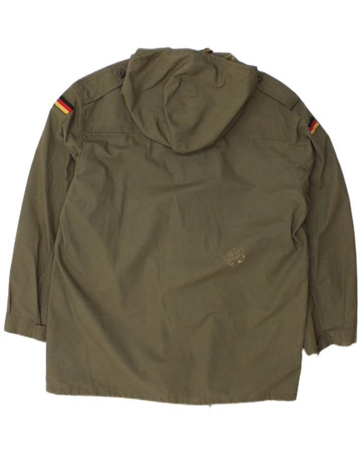 VINTAGE Chaqueta militar con capucha para hombre Reino Unido 42 XL Caqui
